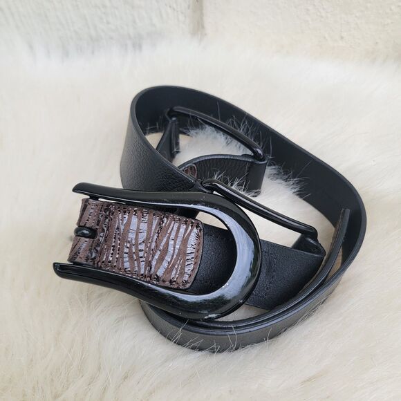 Chico's brown and black zebra print leather link belt wmns sz Med - Picture 1 of 6
